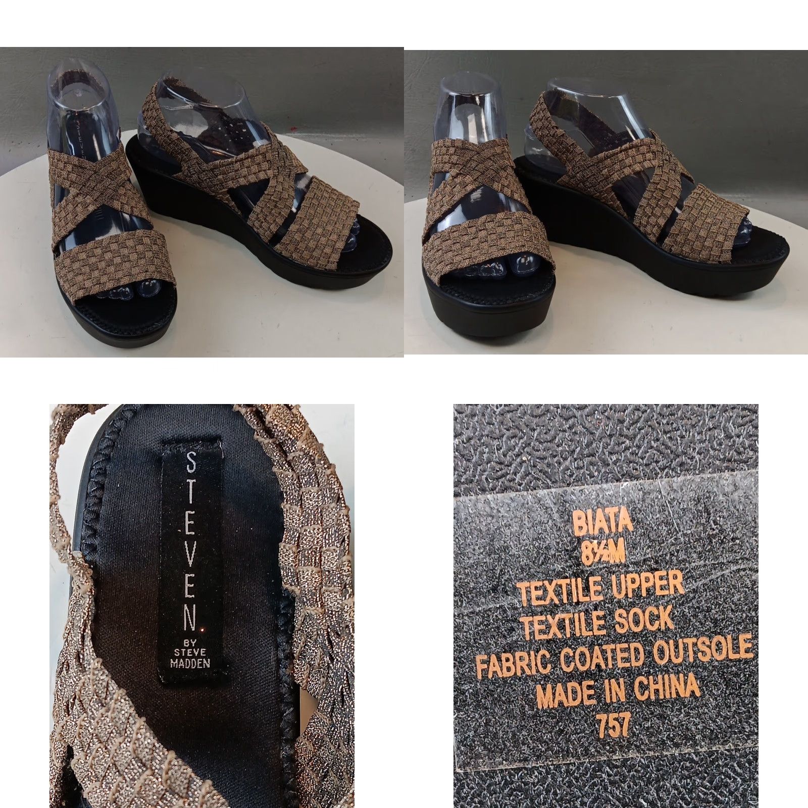 Steve Madden VINTAGE Steven by Steve Madden Wedge Sandals Women's 8.5 Gold Stretch New Size US 9 / IT 39 - 11 Thumbnail
