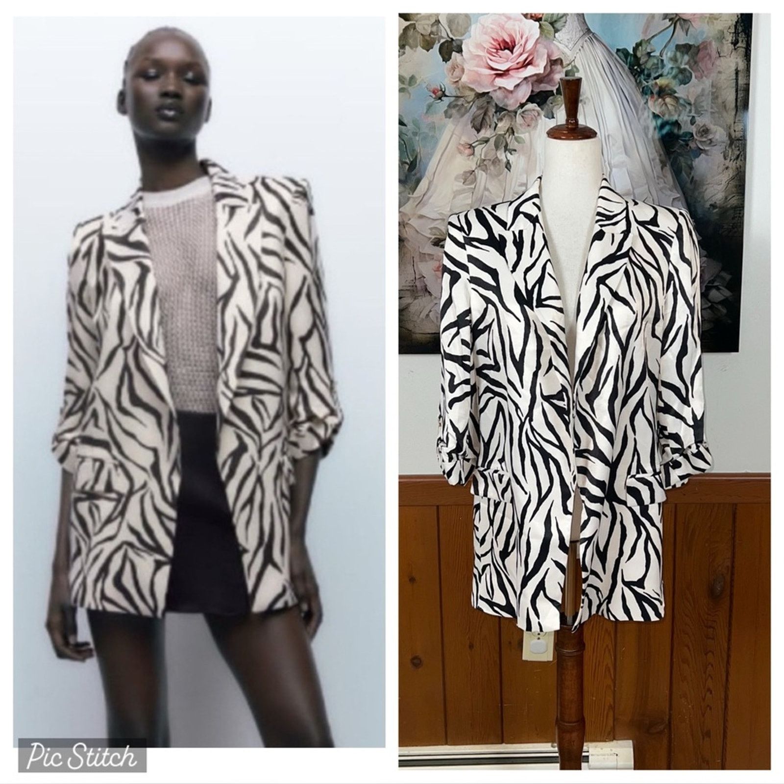 Zara Gorgeous Zara Satin Zebra Blazer! Size S / US 4 / IT 40 - 1 Thumbnail