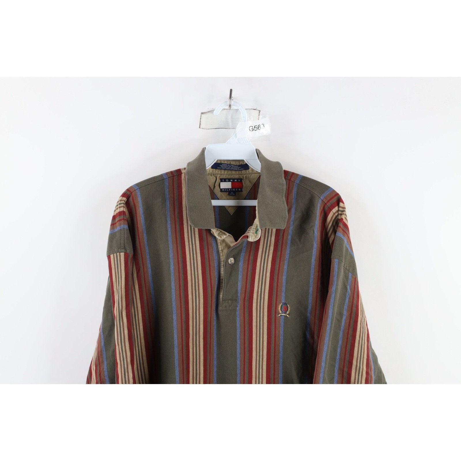 Tommy Hilfiger × Vintage Vintage 90s Tommy Hilfiger Distressed Rainbow Striped Polo Size US XL / EU 56 / 4 - 2 Thumbnail