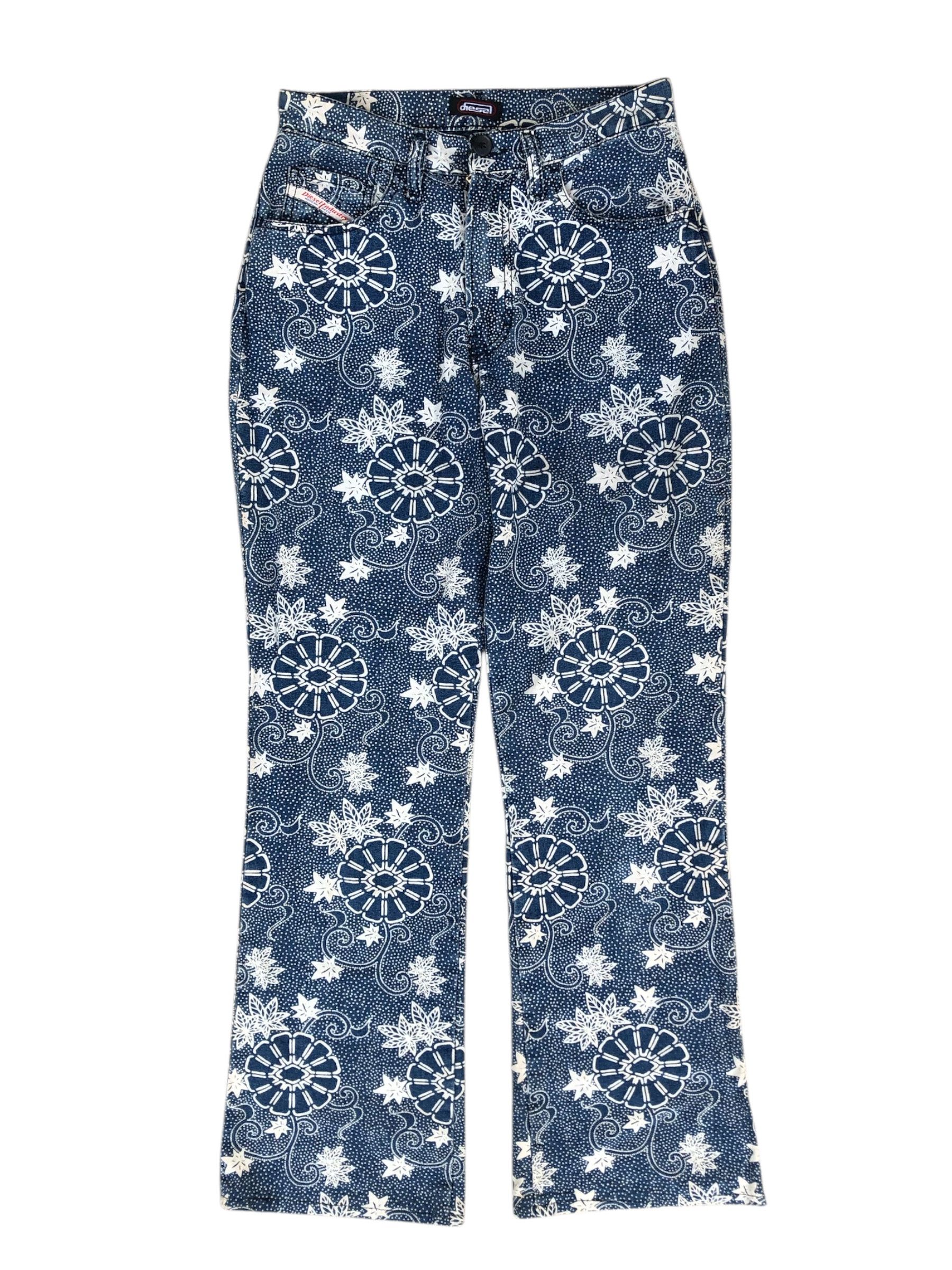 Diesel VINTAGE DIESEL BLUE PATERNED TROUSER Size 27" / US 4 / IT 40 - 1 Thumbnail