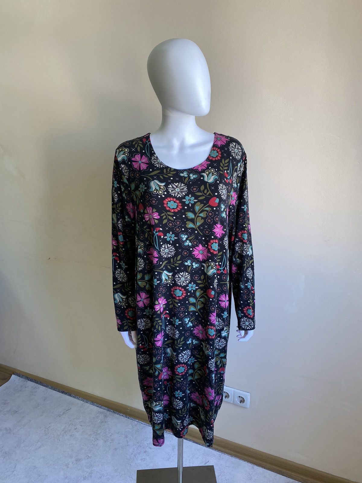 Gudrun Sjoden Gudrun Sjoden Multicolor Floral Long Sleeve Midi Dress Size XL / US 12-14 / IT 48-50 - 2 Thumbnail