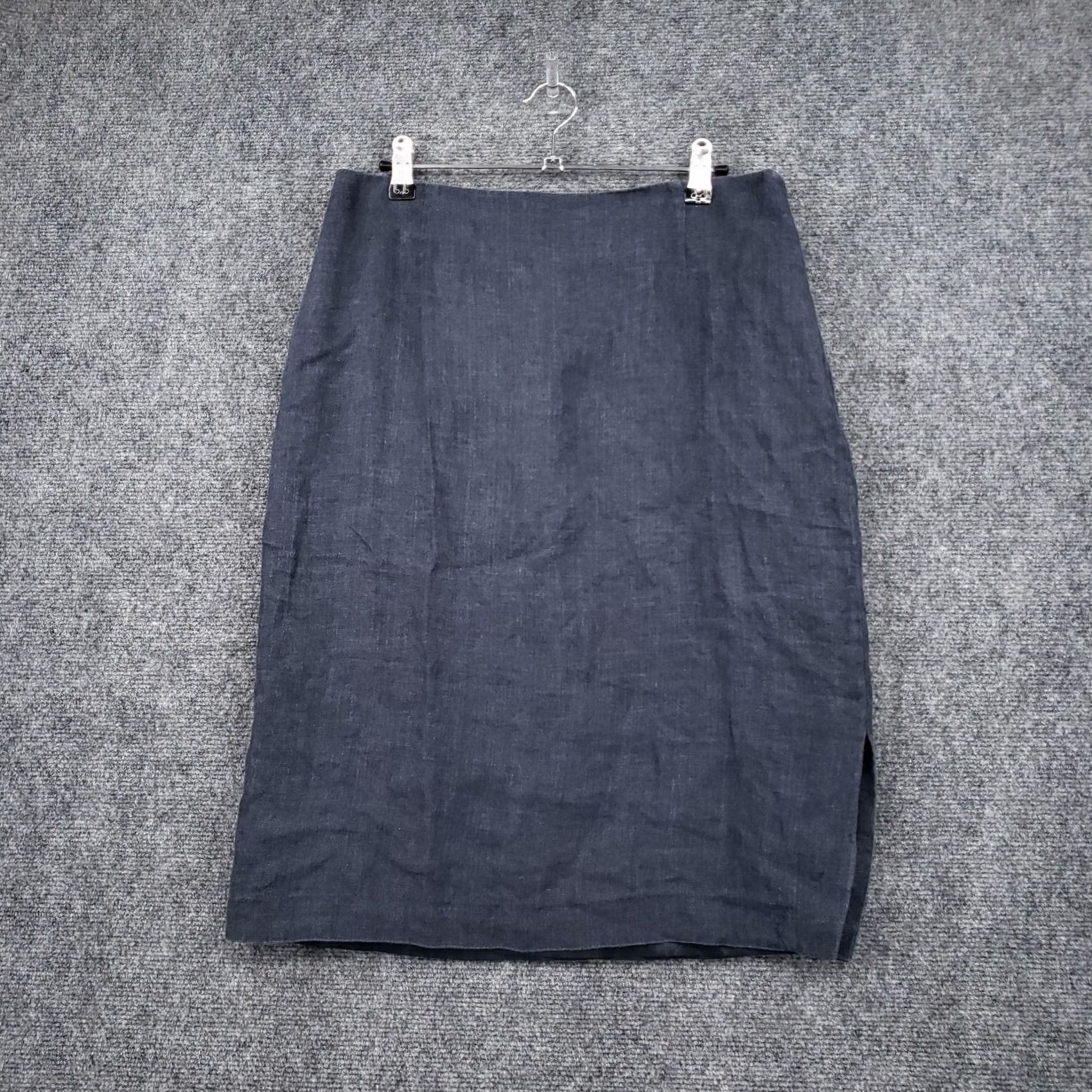 Brooks Brothers VINTAGE Brooks Brothers Skirt Womens Blue Mini Pencil Lined Career Size 12 Side Slit Zip Size 34" / US 12 / IT 48 - 2 Thumbnail