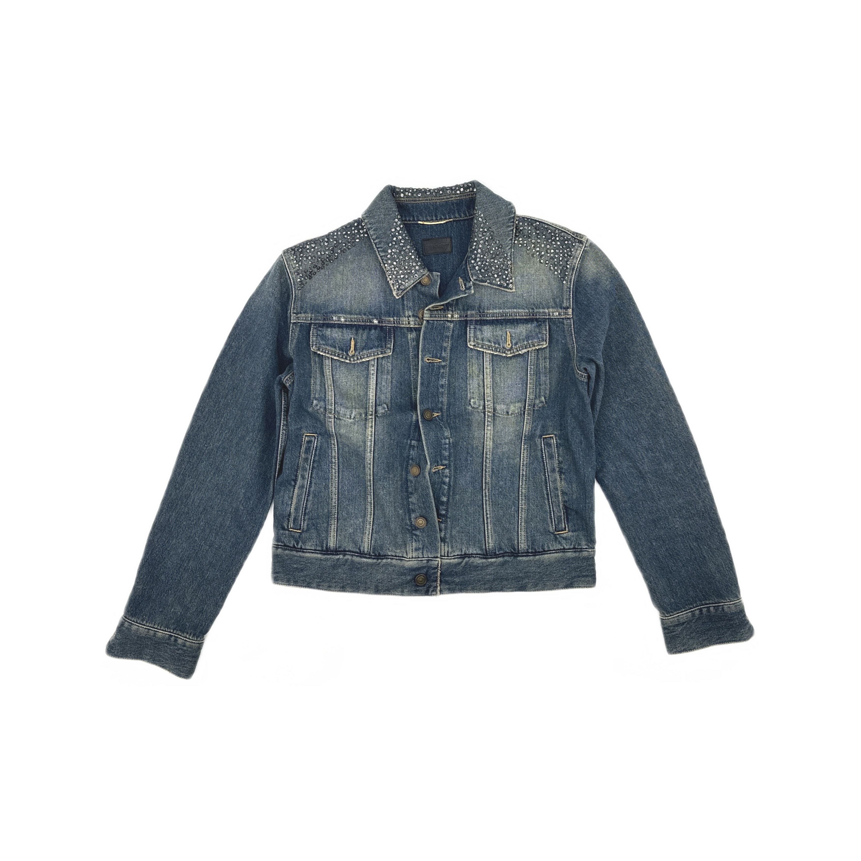 Saint Laurent Paris Saint Laurent Crystal Studded Denim Jacket Size S Size US S / EU 44-46 / 1 - 1 Thumbnail