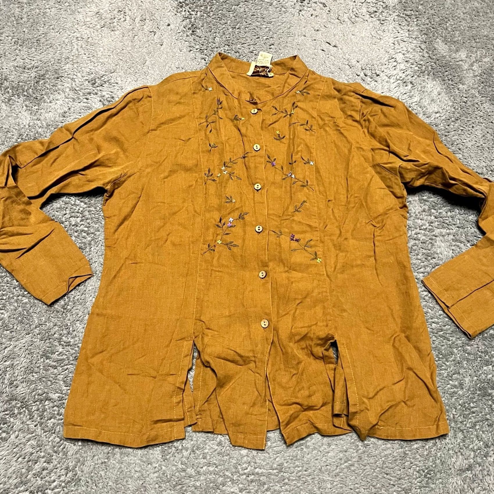 Vintage April Cornell Shirt Blouse Womens Small Brown Linen Blend Button Lagenlook S Womens Brown Linen Blend Button Shirt Blouse Size S / US 4 / IT 40 - 2 Thumbnail