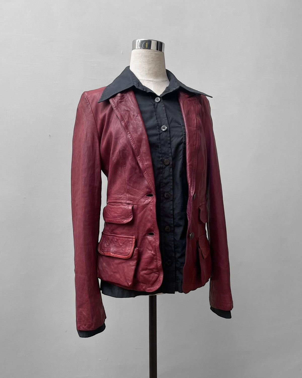 John Galliano Aw2007 Red Leather Cargo Blazer Size US S / EU 44-46 / 1 - 5 Thumbnail
