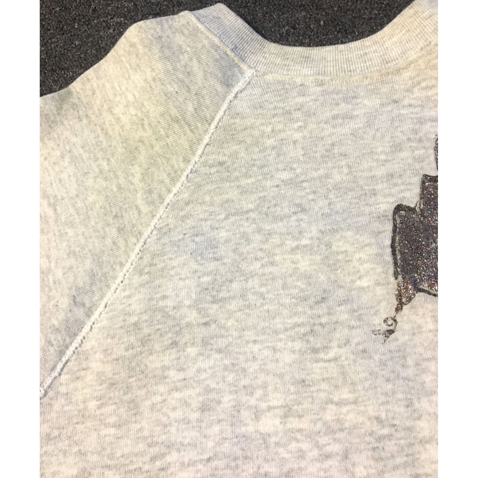 Tultex VINTAGE 80s Glitter Flowers Sweatshirt XL Tultex Gray USA Made Size US XL / EU 56 / 4 - 4 Thumbnail
