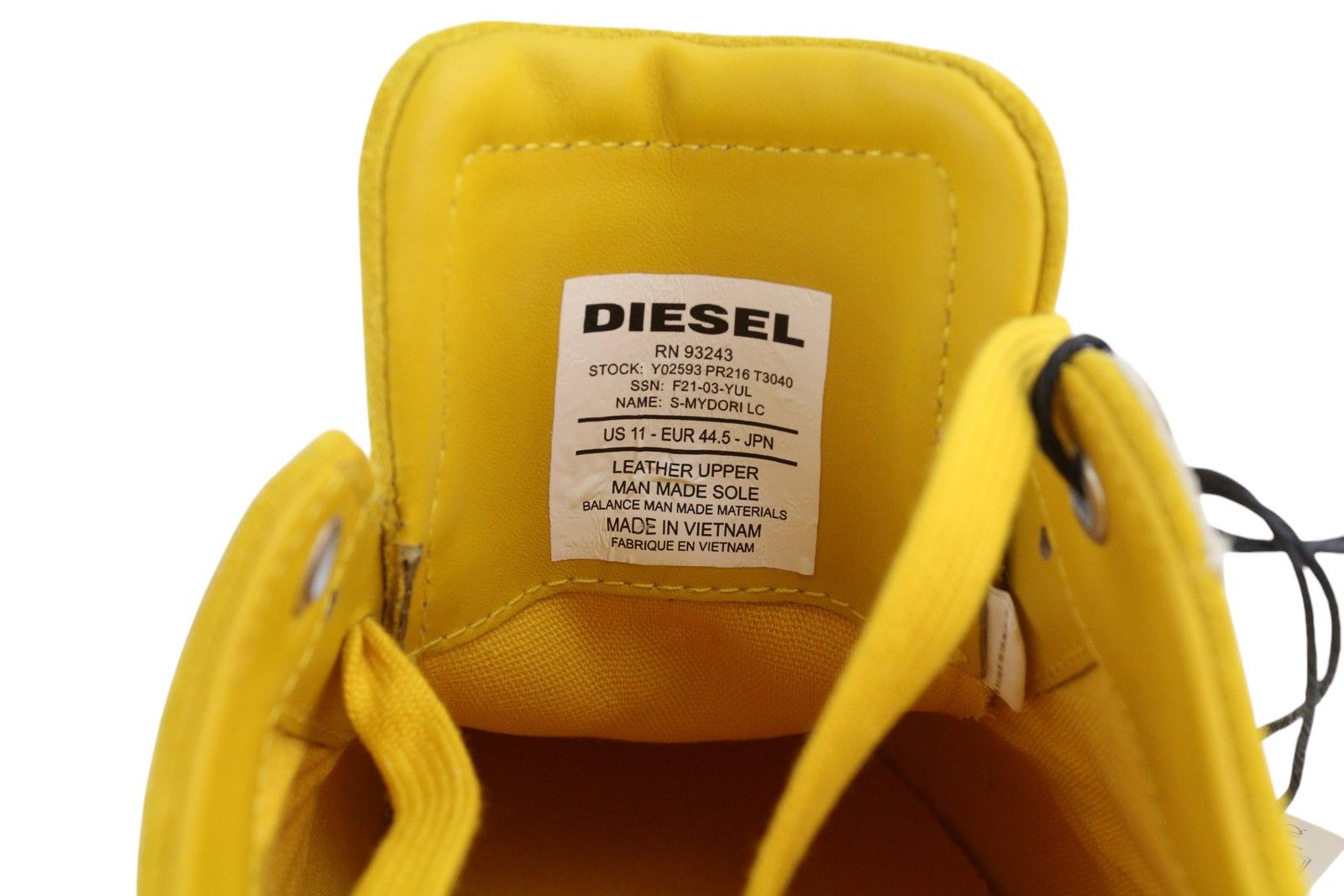 Diesel S-MYDORI LC EU44.5 Yellow Suede Leather Low Top 40954 Size US 11.5 / EU 44-45 - 11 Thumbnail