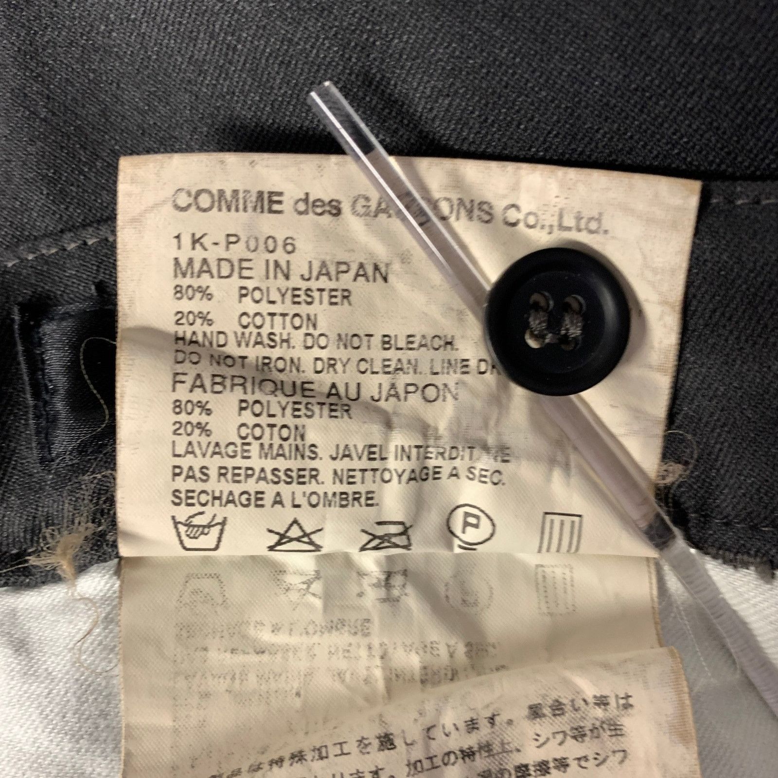 Comme des Garcons COMME des GARCONS Black Cotton Polyester Cuffed Pants Size 31" - 5 Thumbnail