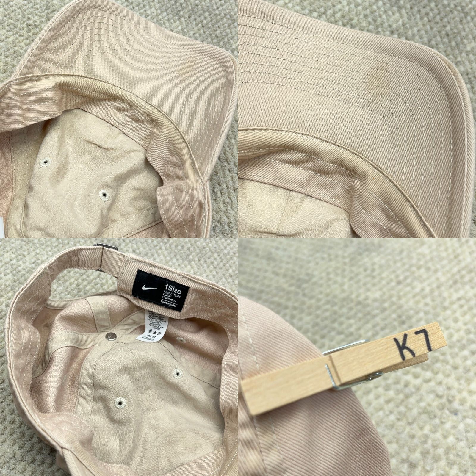 Nike NIKE Adjustable Snapback Hat Beige Swoosh Twill Classic Outdoor Mens Size ONE SIZE - 8 Thumbnail