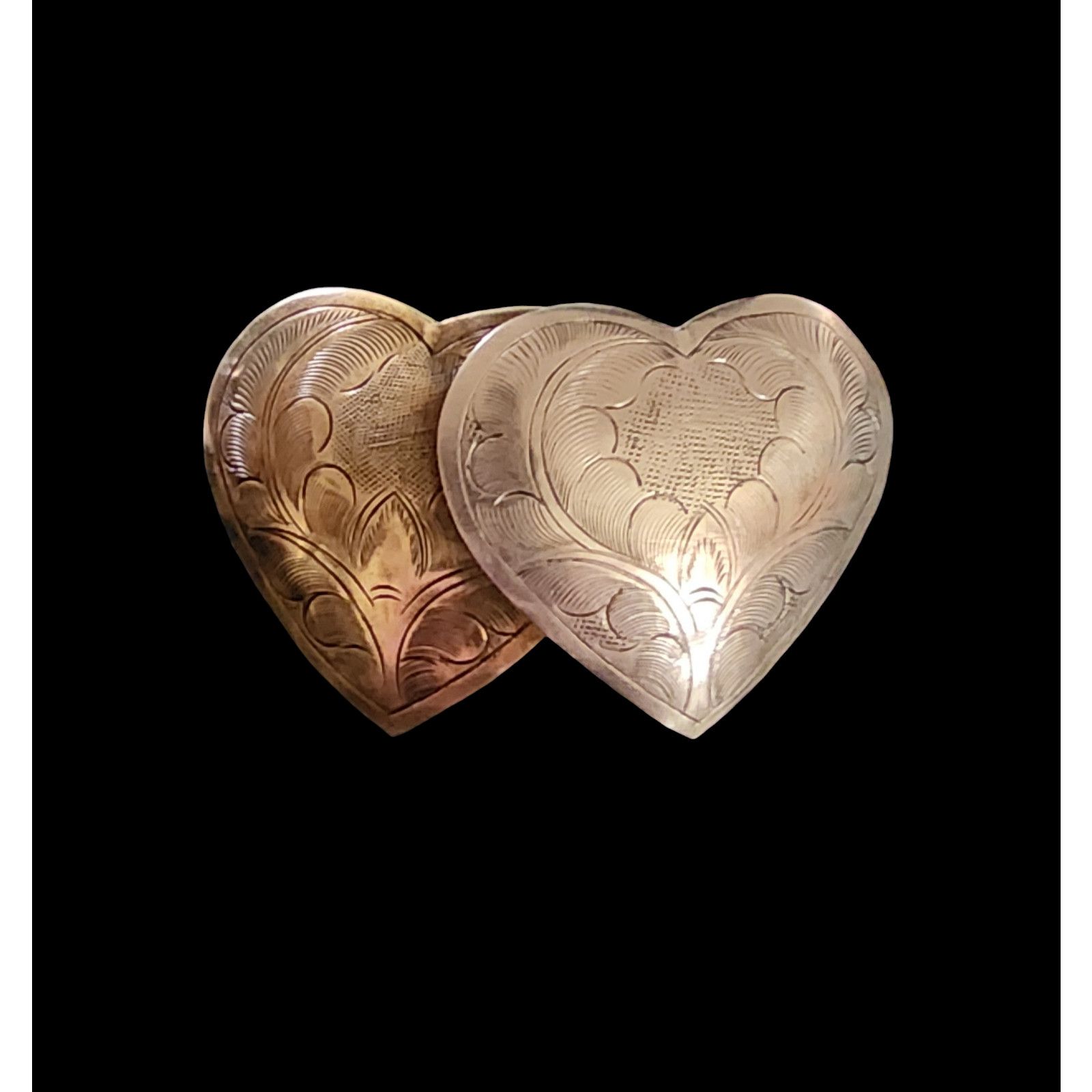Other Vintage 1970s brass & silver Indian valentine hearts brooch Size ONE SIZE - 2 Thumbnail