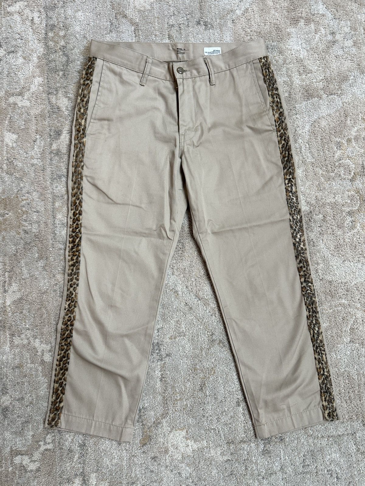 Bedwin & The Heartbreakers Khaki Chino Velvet Cheetah Side Stripe Pants Size US 30 / EU 46 - 1 Thumbnail