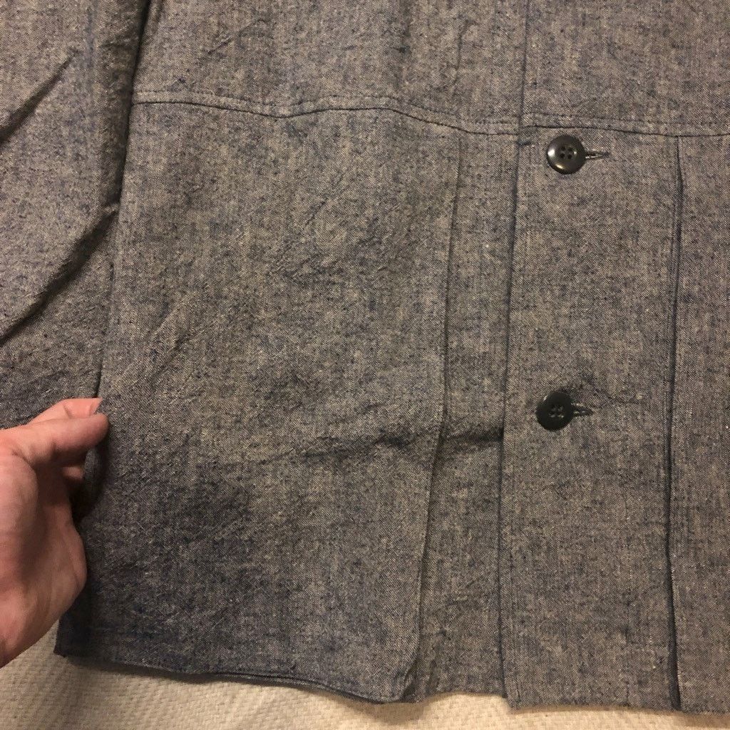 Frank Leder Work Jacket Grey Blue Textured Linen Chore - L NWT $490 Size US L / EU 52-54 / 3 - 15 Thumbnail