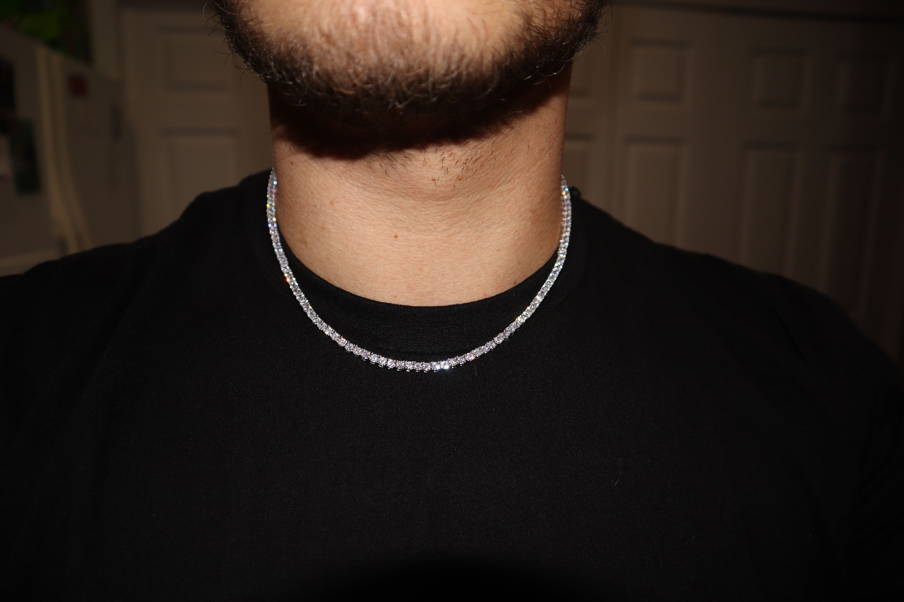 Jewelry Moissanite VVS 24 inch 3mm Tennis chain 925 Sterling Silver Size ONE SIZE - 3 Thumbnail