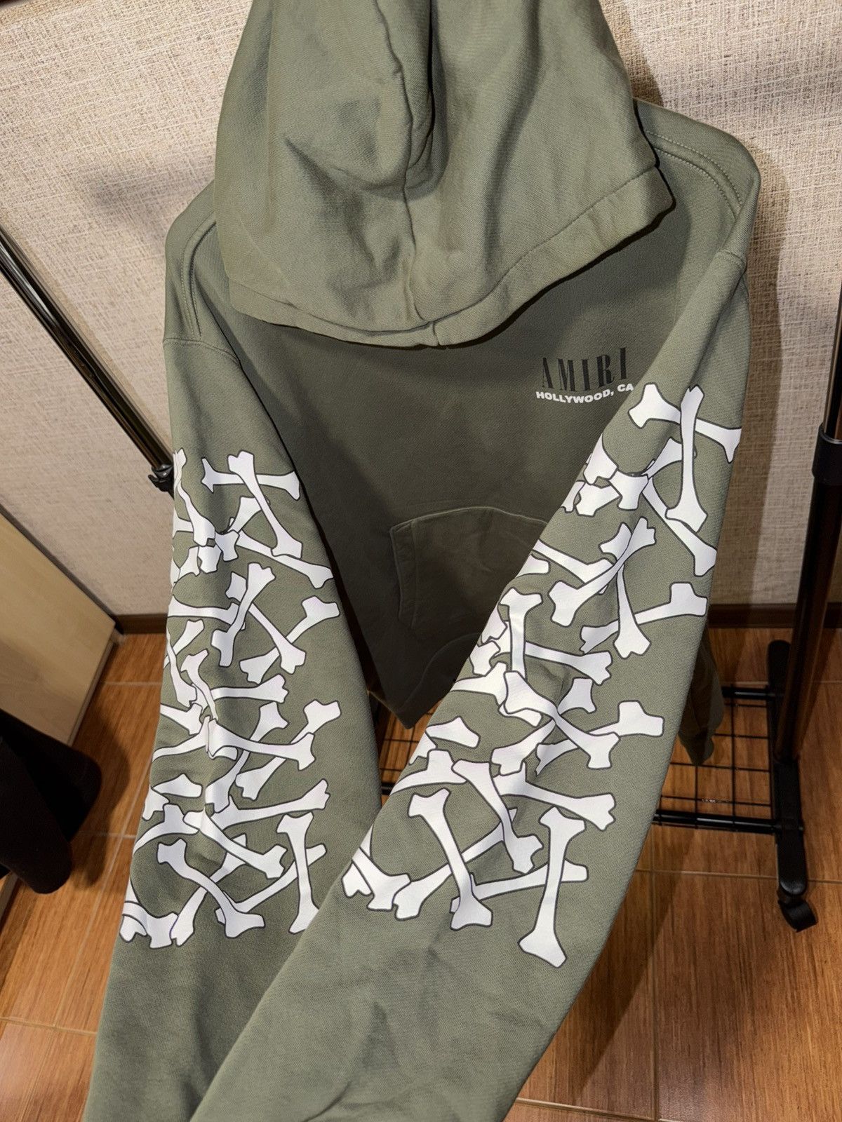 Amiri AMIRI KHAKI BONES HOLLYWOOD HOODIE Size US L / EU 52-54 / 3 - 3 Thumbnail
