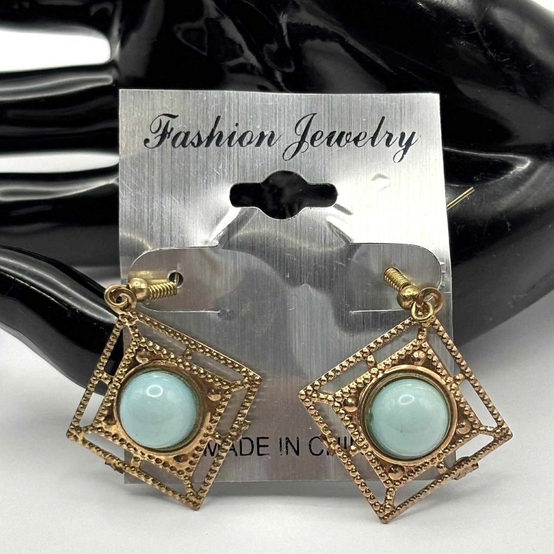Other Gold & Blue Stone Earrings Size ONE SIZE - 2 Thumbnail