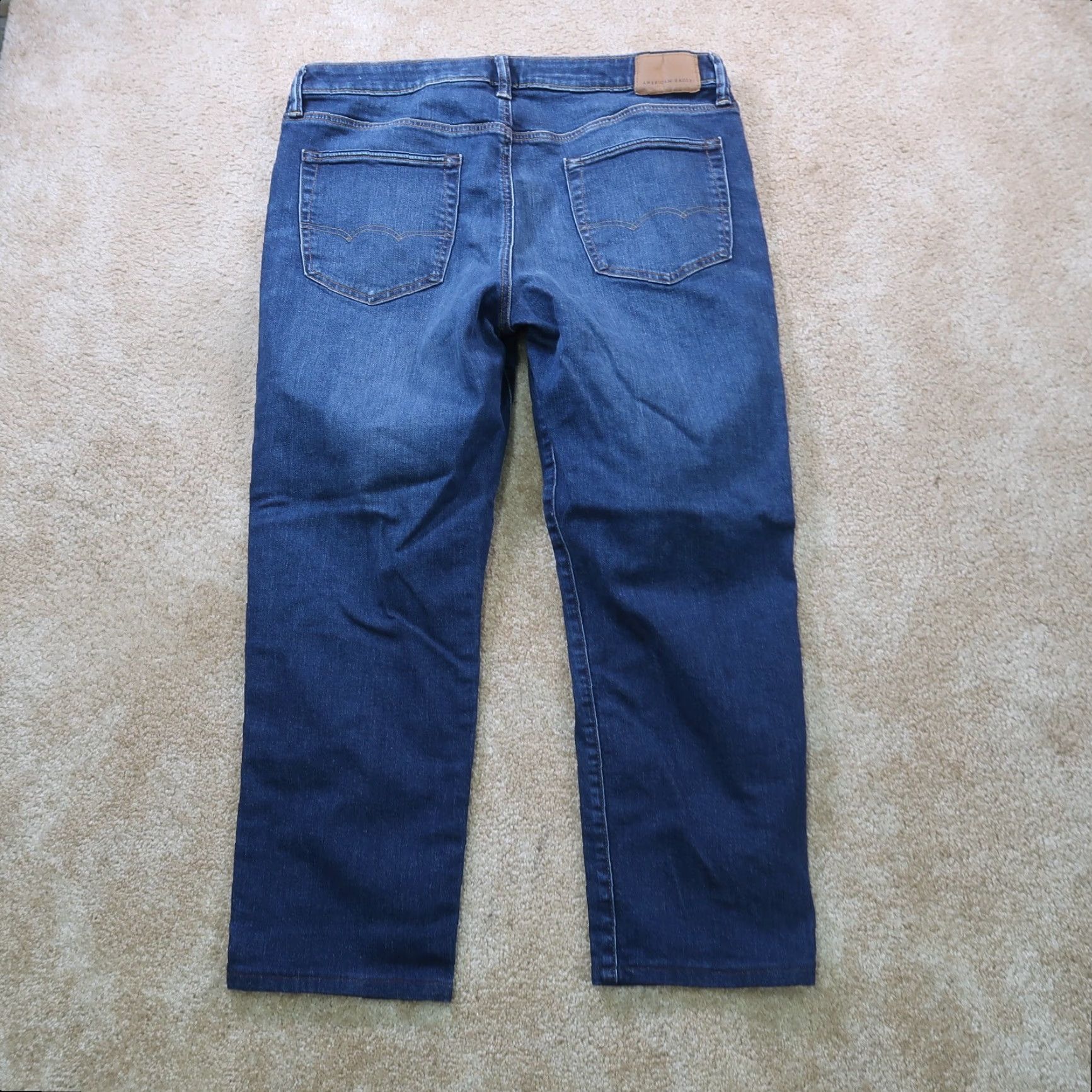American Eagle Outfitters American Eagle Slim Straight Jeans Men's 36x26 Blue Denim Airflex Distress Mid Rise Slim Fit 5-Pocket Design Mens Jeans Size US 36 / EU 52 - 7 Thumbnail