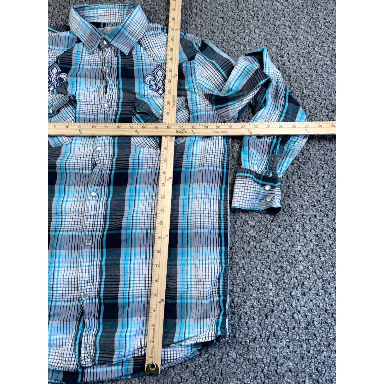 Affliction VINTAGE Red Snap Western Shirt Mens M Blue Plaid Tribal Snap Shirt Mens M Blue Plaid Tribal Western Grunge Hip Hop Retro Casual Men Size US M / EU 48-50 / 2 - 5 Thumbnail