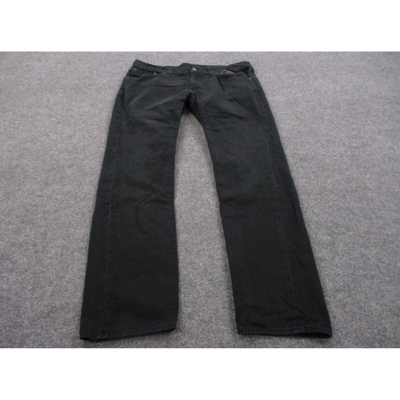True Religion True Religion Jeans Mens 38 Black Denim Straight Slim Flap Button Zip Cotton Jean Size US 40 / EU 56 - 2 Thumbnail
