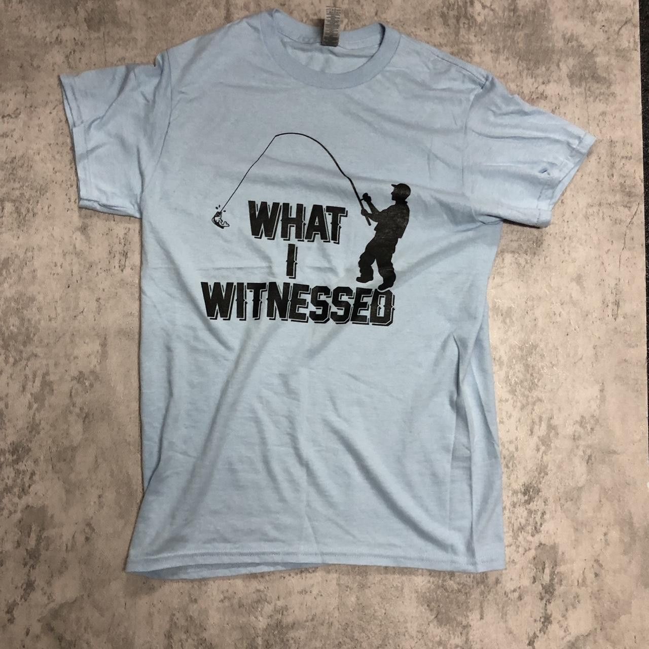 Gildan Light blue Gildan cotton t-shirt with "What I Witnessed" Size US S / EU 44-46 / 1 - 1 Thumbnail