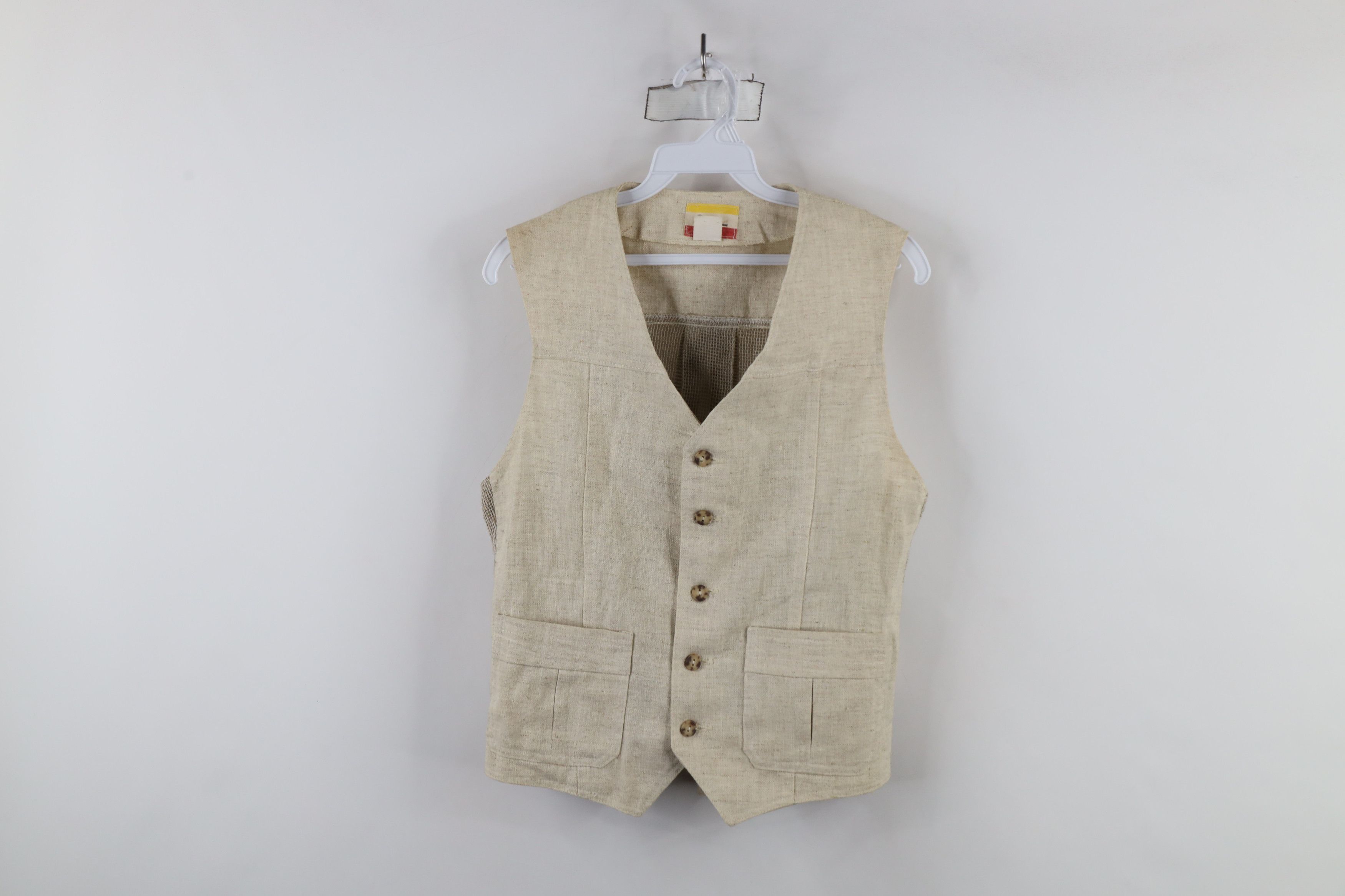 Vintage Vintage 70s Streetwear Burlap Linen Buckle Back Vest USA Size US M / EU 48-50 / 2 - 1 Thumbnail