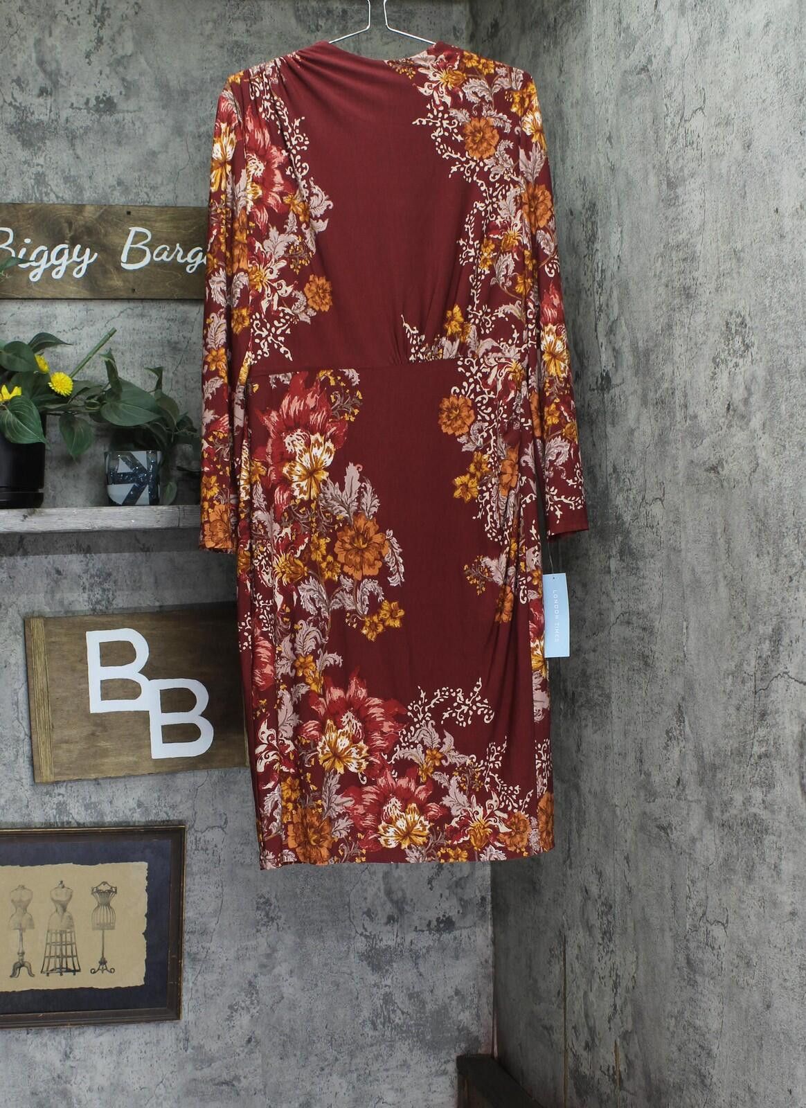 Other Nwt London Times Floral Sheath Dress Rust Orange / Gold 14 Size XL / US 12-14 / IT 48-50 - 1 Thumbnail