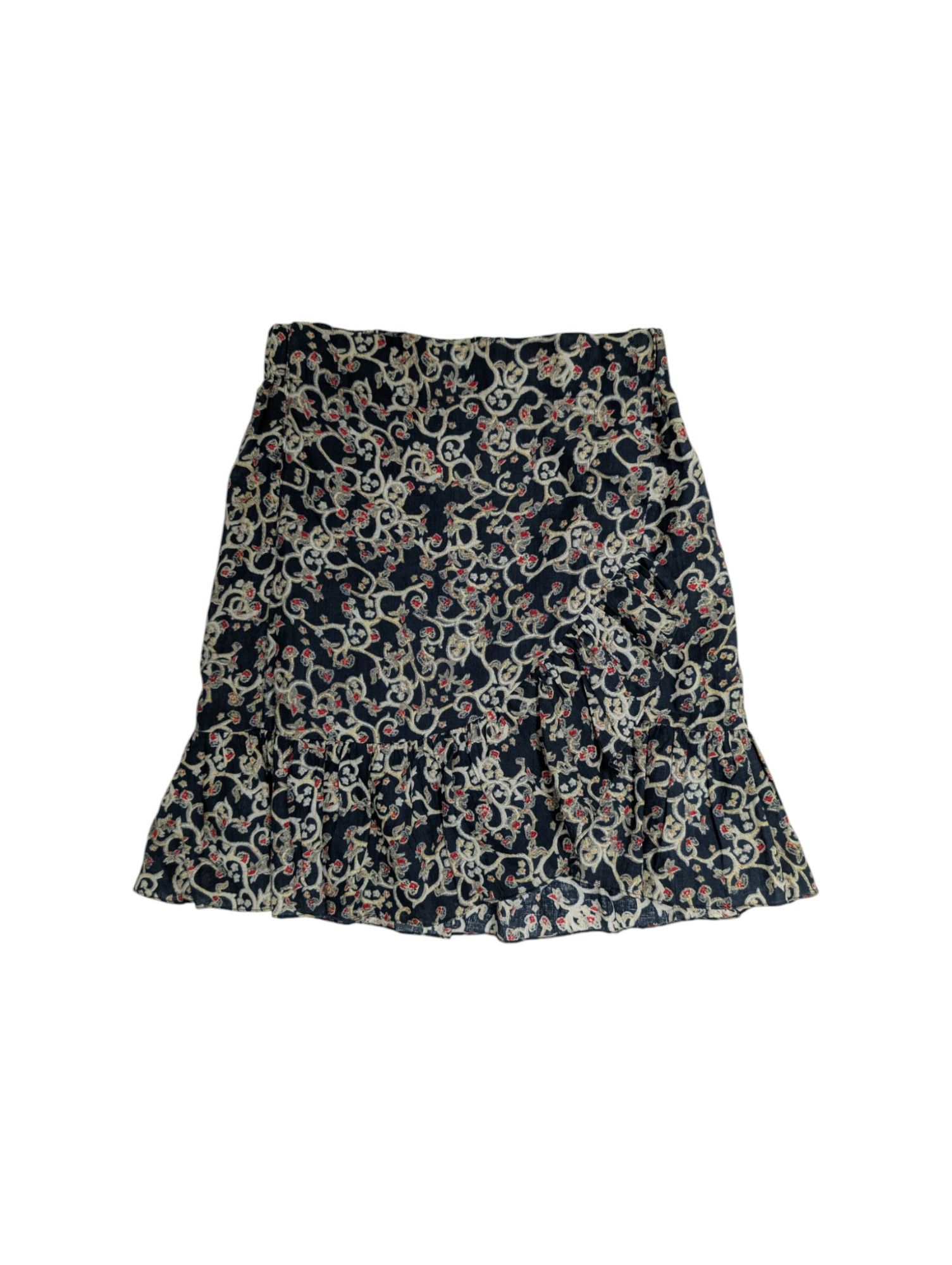 Isabel Marant Etoile Dark Blue Overall Printed Linen Skirt With Ruffle Ends Size 26" / US 2 / IT 38 - 1 Thumbnail