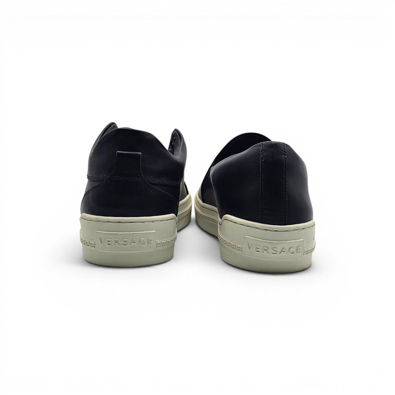 Versace Unisex Black Leather Medusa Slip-On Sneakers EU 39 US 9W 6M Size US 9 / IT 39 - 4 Thumbnail