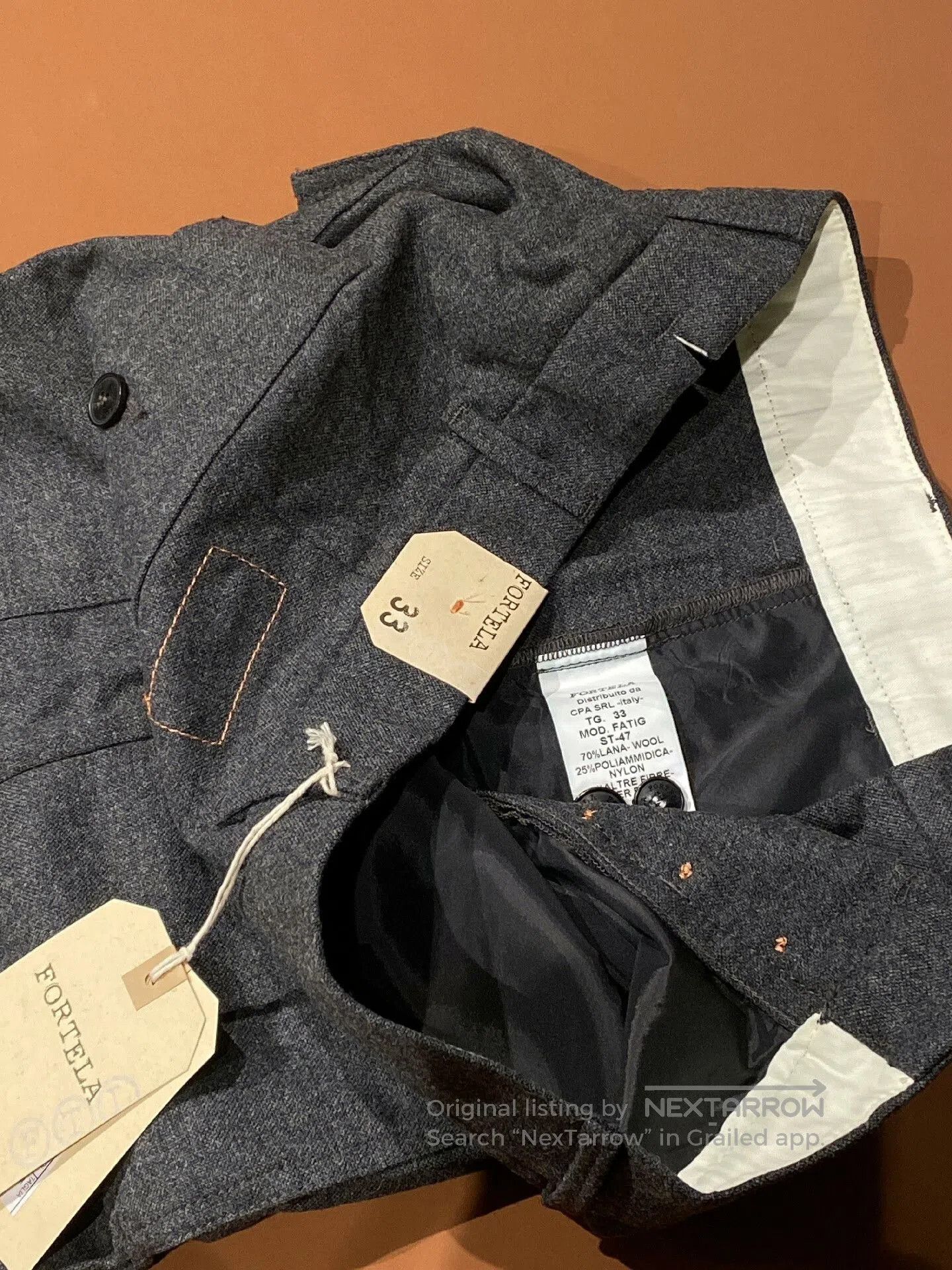 Fortela FORTELA Italian Dark Gray Wool Casual Pants. Size US 33 - 5 Thumbnail