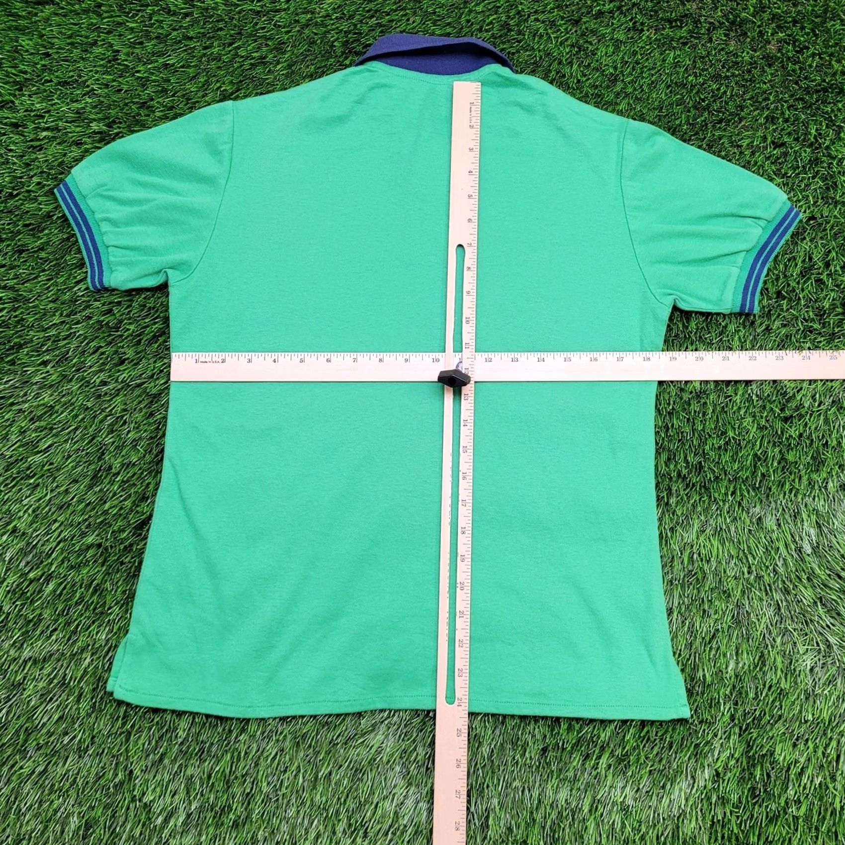 Vintage Vintage 80s MOD Ringer Polo Shirt Small 19x24 Crop Green Blue Size US S / EU 44-46 / 1 - 7 Thumbnail