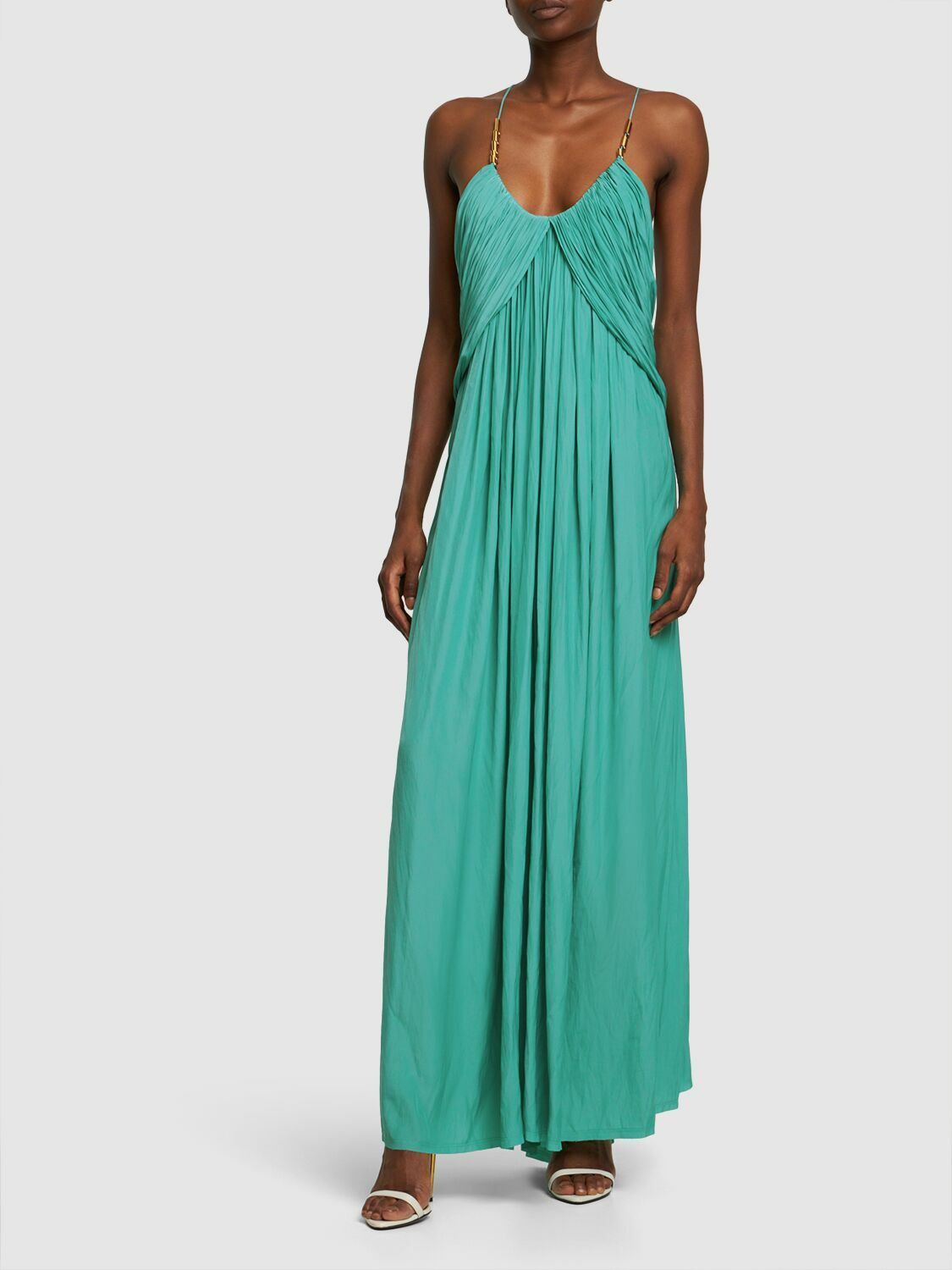 Lanvin o1y0326 Maxi Dress in Light Green Size M / US 6-8 / IT 42-44 - 2 Thumbnail