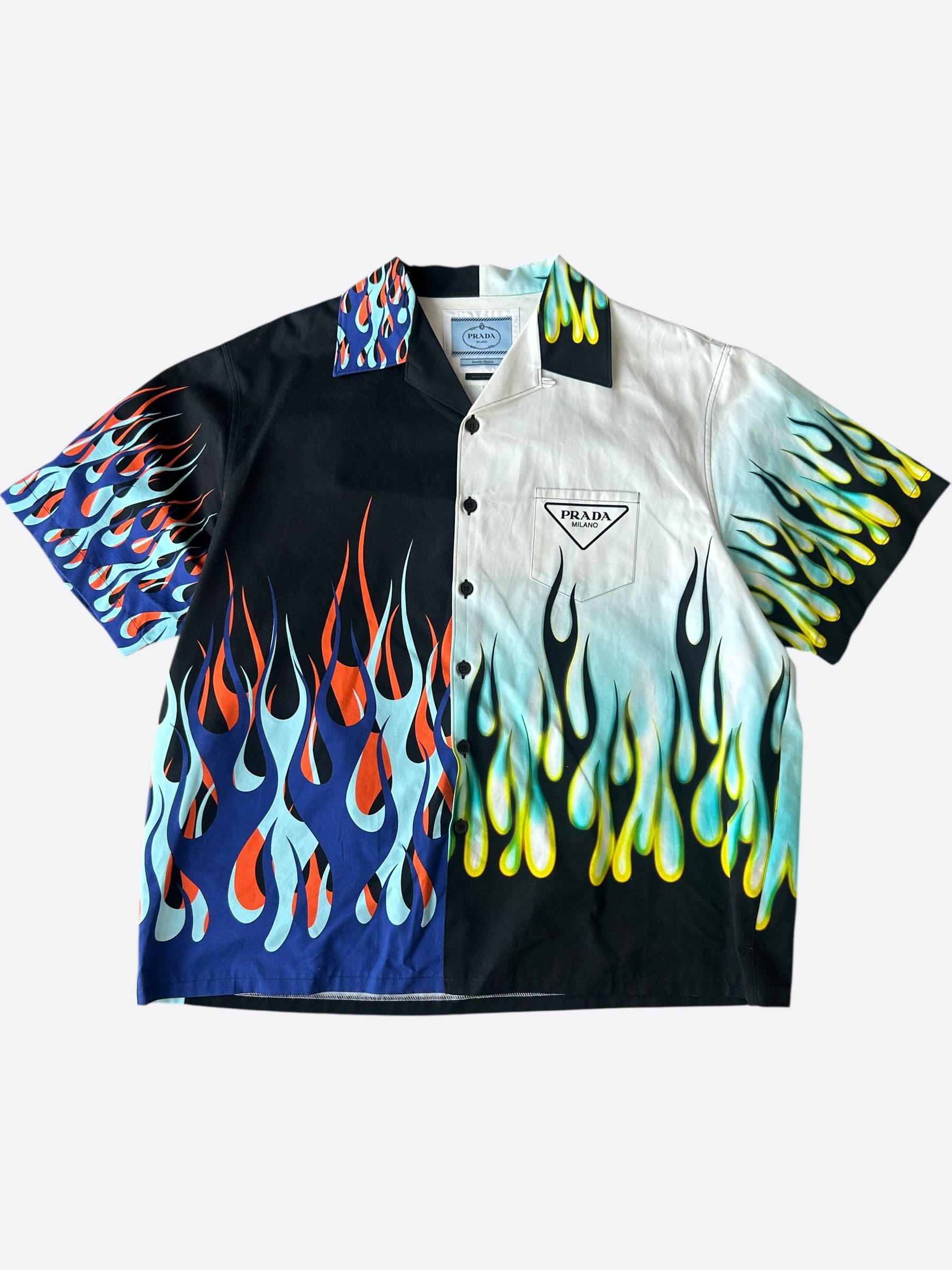 Prada Prada White Flames Split Button Up Shirt Size US XXL / EU 58 / 5 - 1 Thumbnail