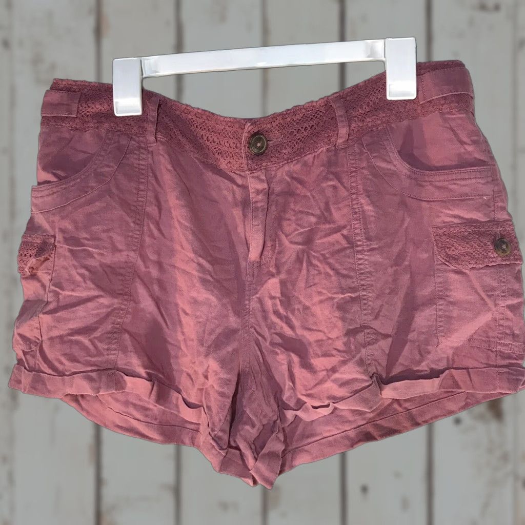 Vintage Maurines Pink Linen Rayon Shorts Womens Size 11/12 Casual Summer Boho Cuffed Pockets Size 32" / US 10 / IT 46 - 1 Thumbnail