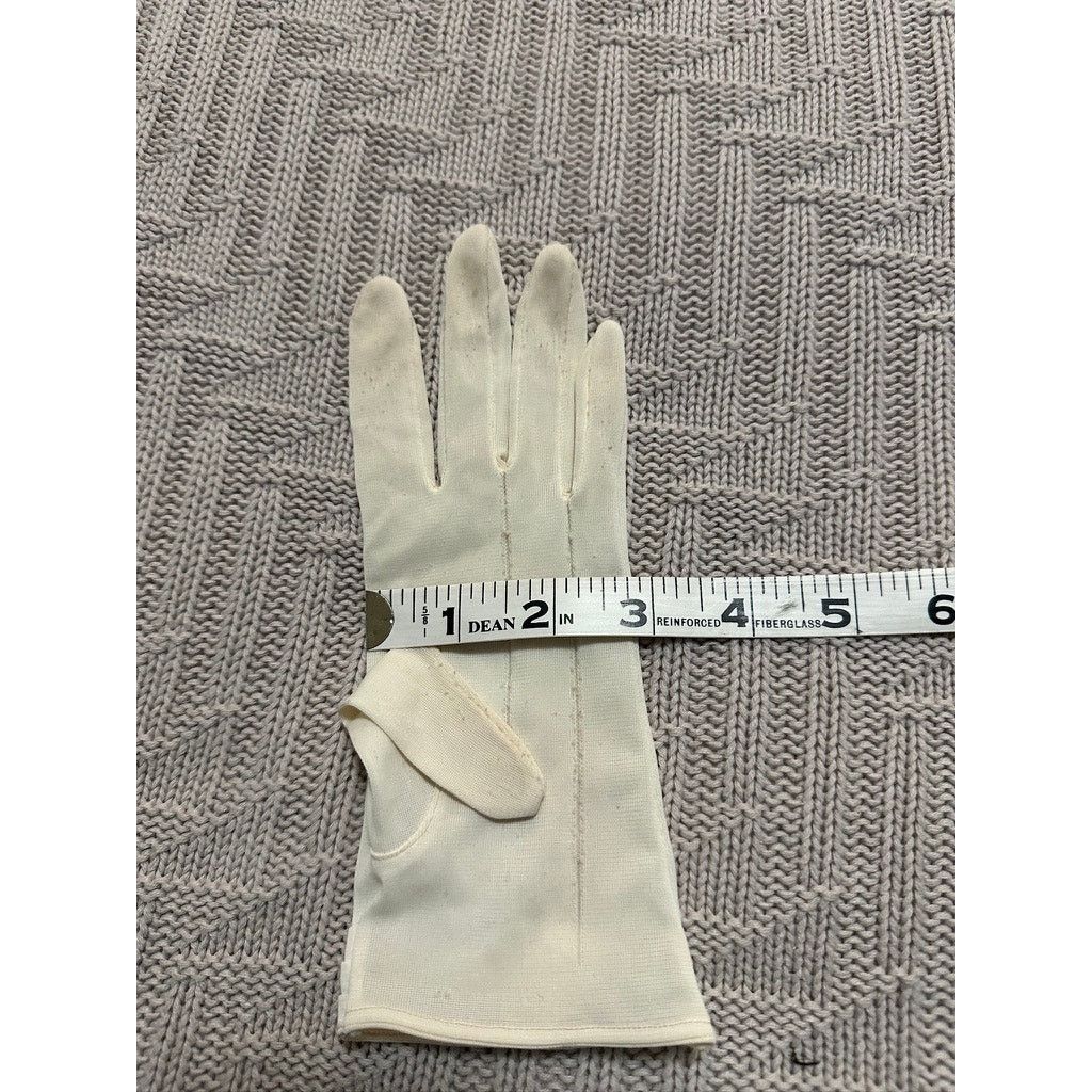 Vintage Vintage white fabric wrist length gloves READ Size ONE SIZE - 7 Thumbnail