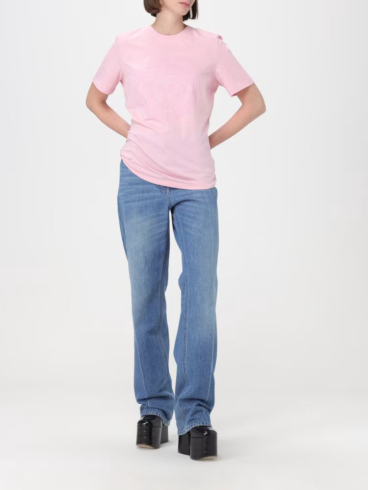 Versace o1y0226 Logo Crewneck T-Shirt in Pink Size S / US 4 / IT 40 - 2 Thumbnail