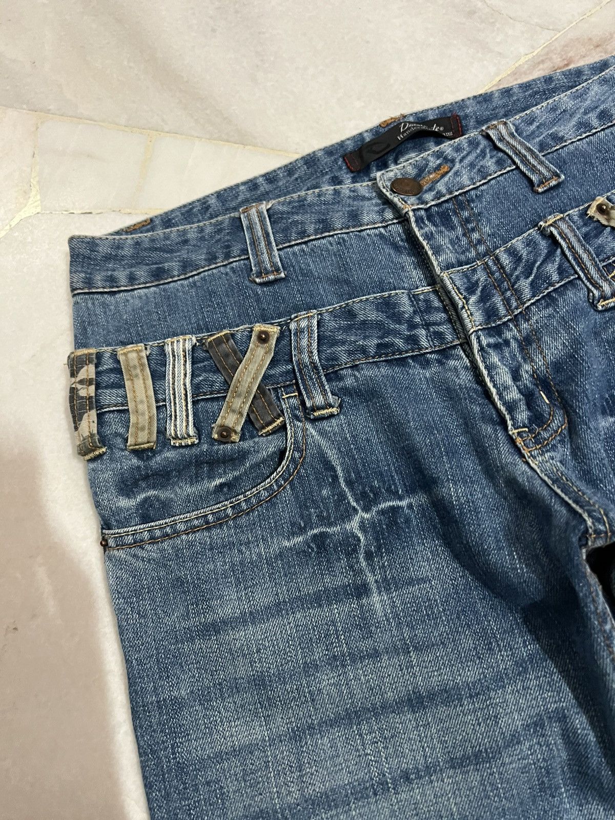 Japanese Brand DOUBLE WAIST DOMINATE HANDCRAFTED JEANS Size US 32 / EU 48 - 7 Thumbnail