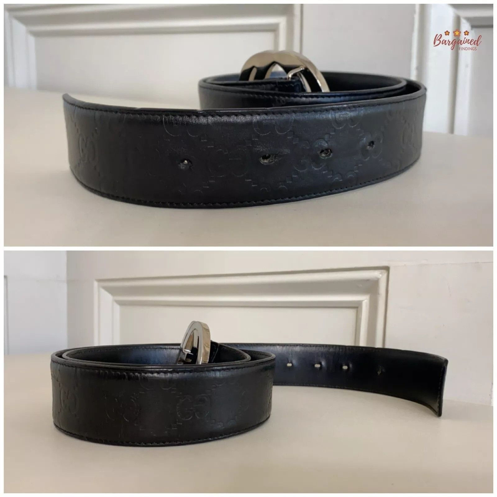 Gucci Gucci Black Guccissima Leather Silver Interlocking G Belt Size 32 - 4 Thumbnail