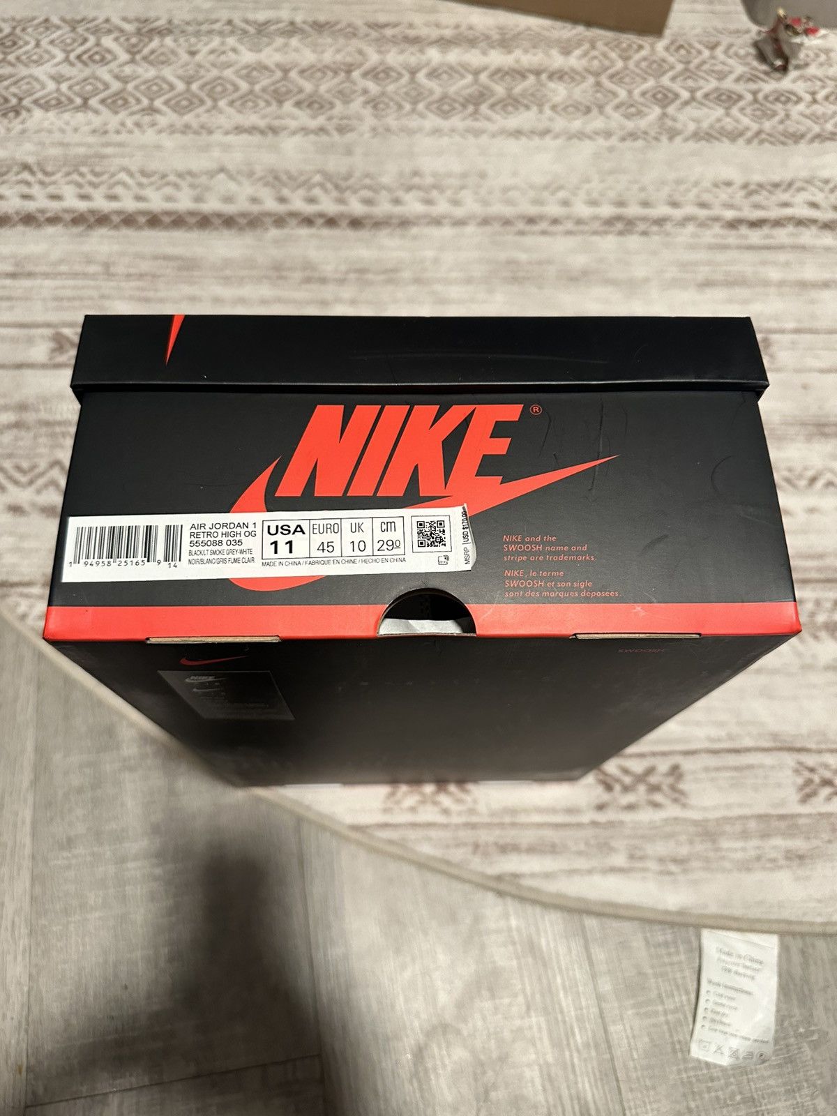 Nike AJ1 Retro Hugh OG - Black/LT Smoke Grey-white Size US 11 / EU 44 - 1 Thumbnail