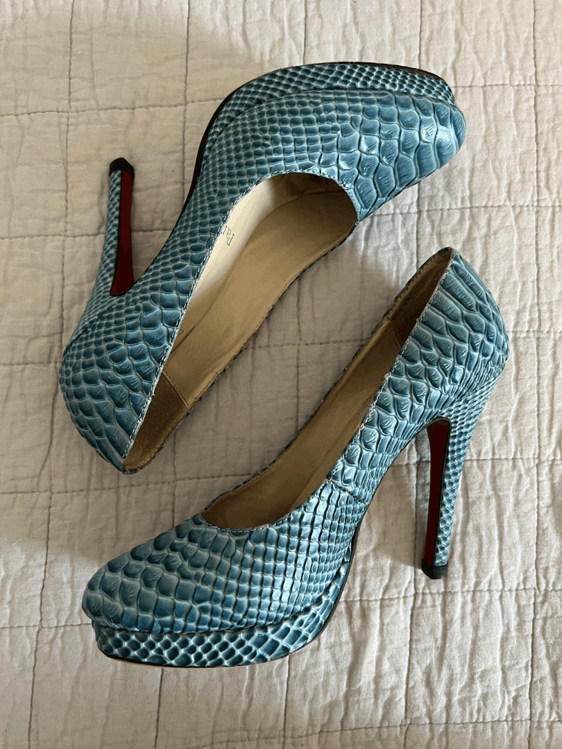 Christian Louboutin Authentic Christian Louboutin Blue Python Pumps, Size 38 Size US 7 / IT 37 - 5 Thumbnail