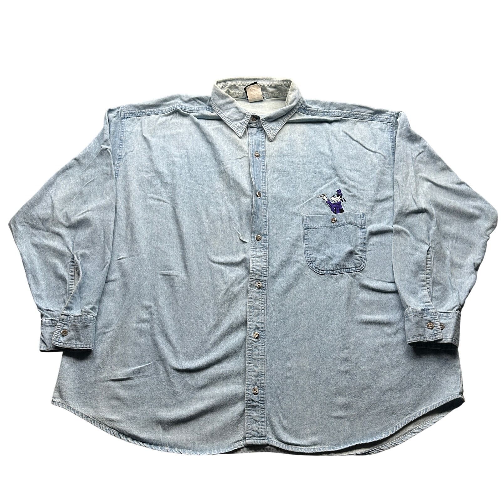 Mickey Unlimited Vintage Mickey Unlimited Disney Denim Button Shirt Mens 2XL Size US XXL / EU 58 / 5 - 1 Thumbnail