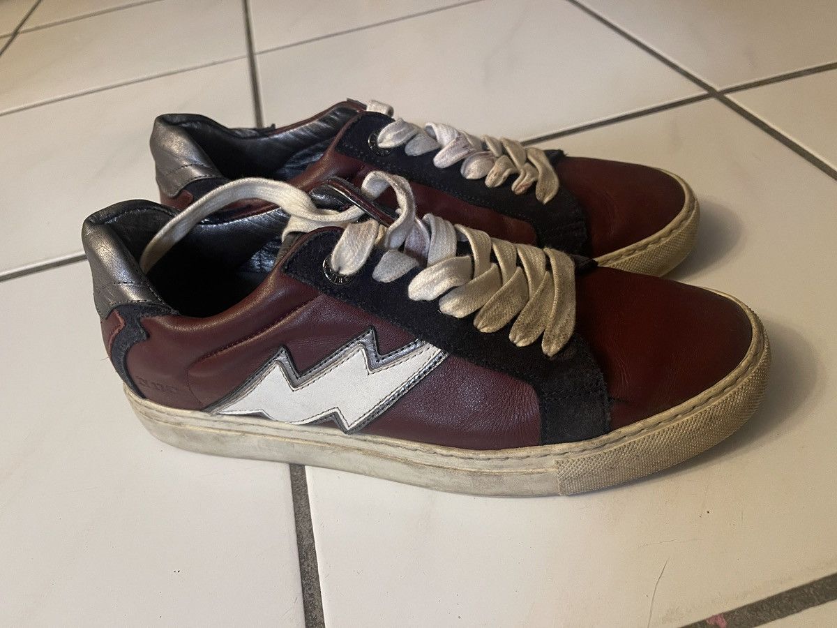 Zadig & Voltaire Zadig & Voltaire Flash Low Top Sneakers Burgundy Leather 39 Size US 9 / IT 39 - 1 Thumbnail