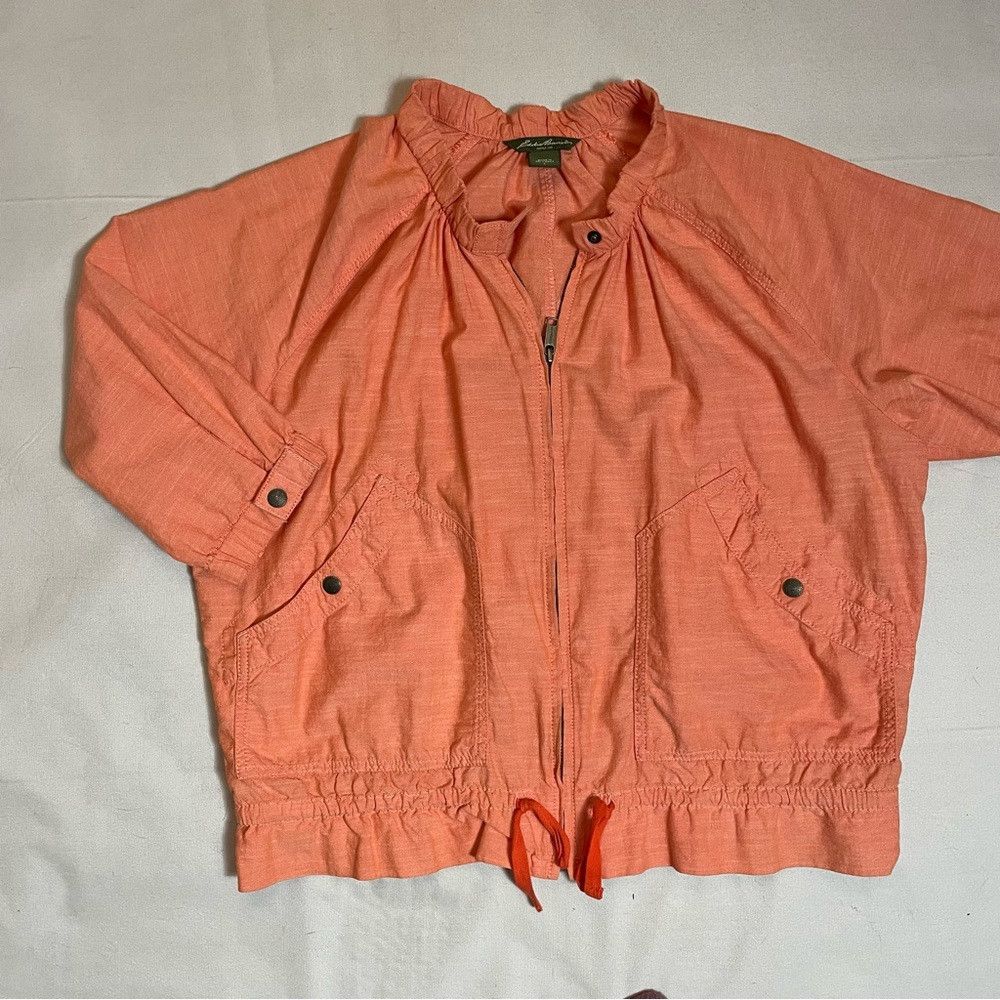 Eddie Bauer Eddie Bauer Orange Cotton Front Zip 3/4 Sleeve Light Jacket Size L / US 10 / IT 46 - 6 Thumbnail
