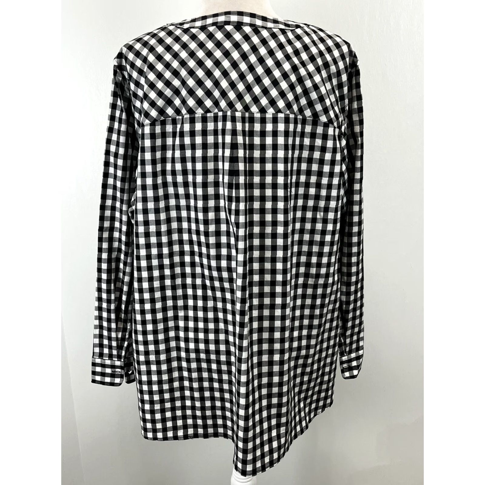 Talbots NEW Talbots Plus Size 2X Gingham Tunic Shirt Blouse Long Sleeve Black White Womens Size XXL / US 16-18 / IT 52-54 - 3 Thumbnail
