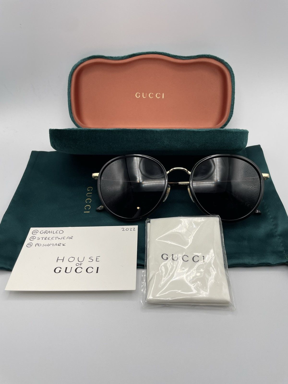 Gucci Gucci Gold Circular Sunglasses Size ONE SIZE - 8 Thumbnail