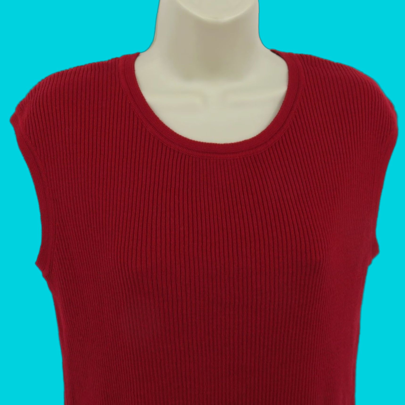 Calvin Klein Calvin Klein Women Large Red Sleeveless Ribbed Pullover Sweater Round Neck - Knit, Casual, Regular Fit, L Size L / US 10 / IT 46 - 1 Thumbnail