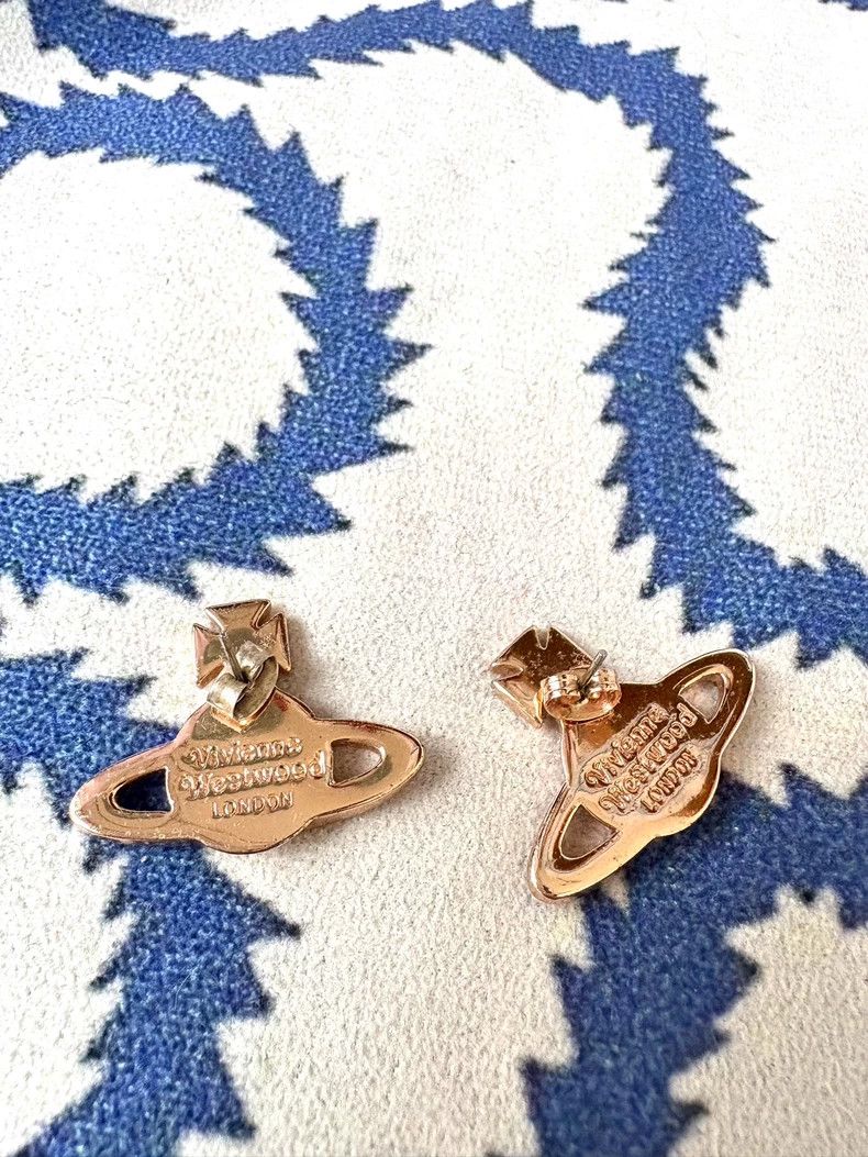 Vivienne Westwood Vivienne Westwood Pink Diamond Golden Stud Earrings Size ONE SIZE - 2 Thumbnail