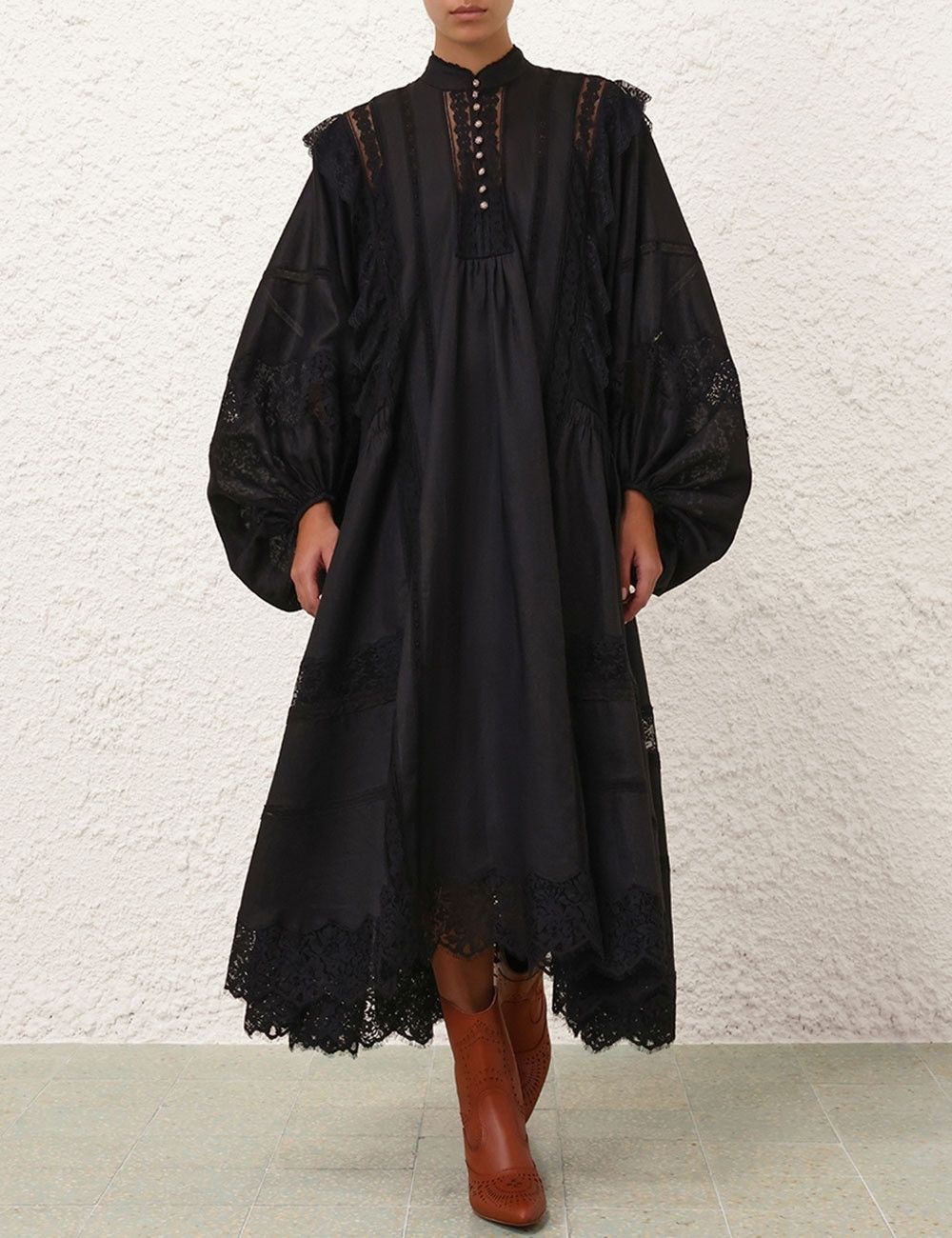 Zimmermann oc11z1025 Crush Lace Billow Dress in Black Size XS / US 0-2 / IT 36-38 - 7 Thumbnail
