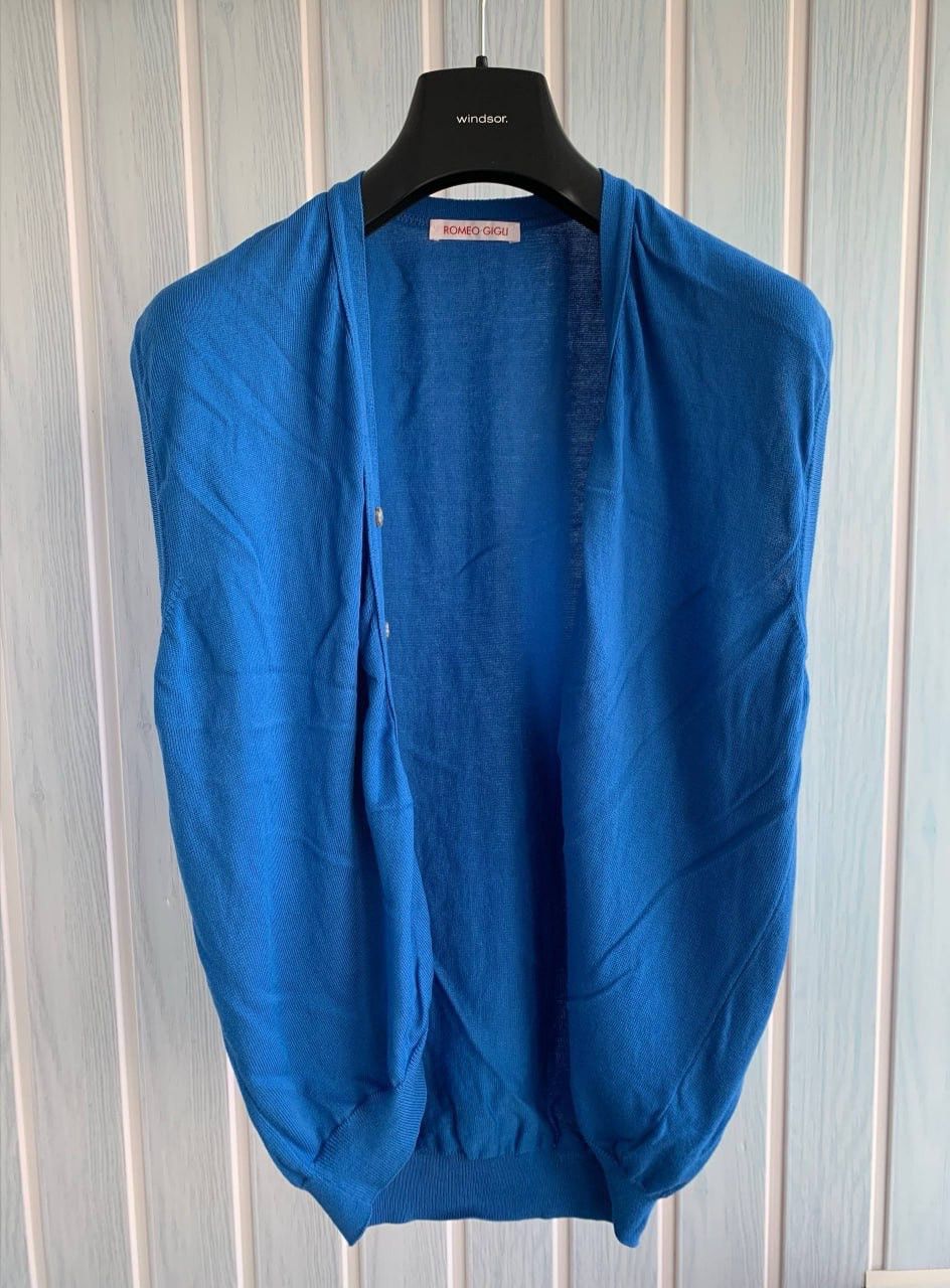 Romeo Gigli Romeo Gigli Man Blue Knit Cotton V-Neck Sleeveless Vest Size US M / EU 48-50 / 2 - 3 Thumbnail