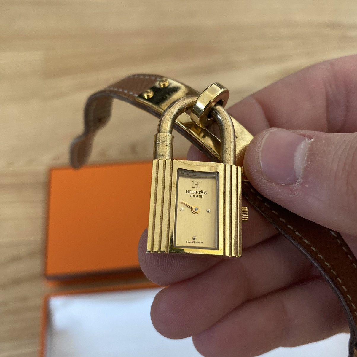 Hermes Hermes Kelly Watch Gold Brown Leather Bracelet Paris Vintage Size ONE SIZE - 14 Thumbnail