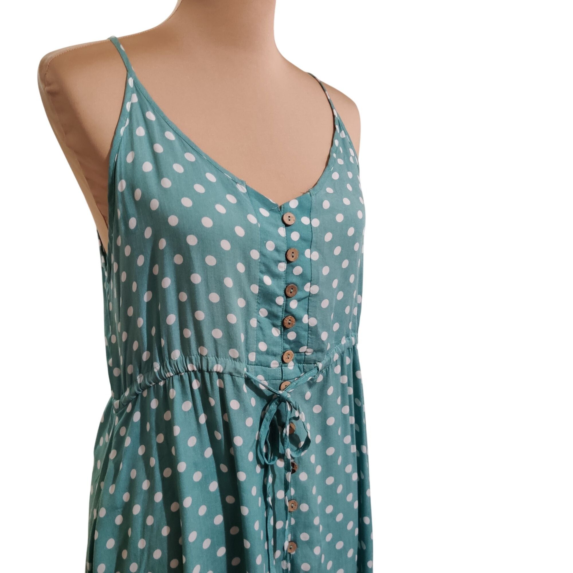 Other Polka Dot Midi Dress Boho Cottagecore Sundress Flowy Button- Size L / US 10 / IT 46 - 10 Thumbnail
