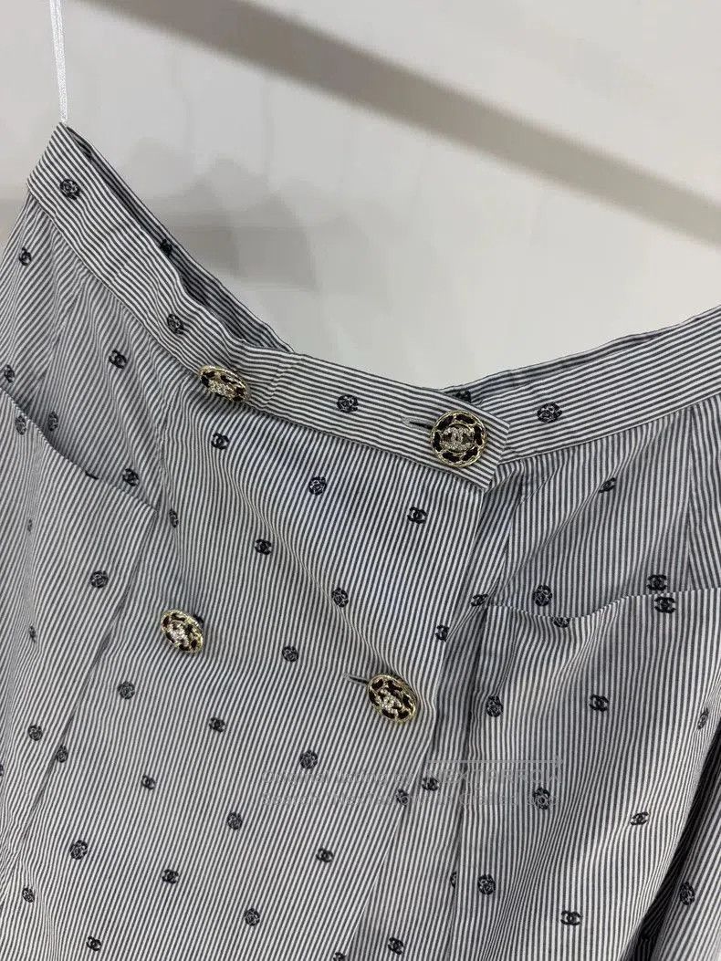 Chanel Chanel 22S Polka Dot Stripe Logo Skirt. Size US 36 / EU 52 - 2 Thumbnail